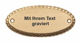 Messingschild mit Gravur – gebürstetes Türschild mit verzierter Taukante, 100 x 45 mm. inkl. Gravur. Hamburg