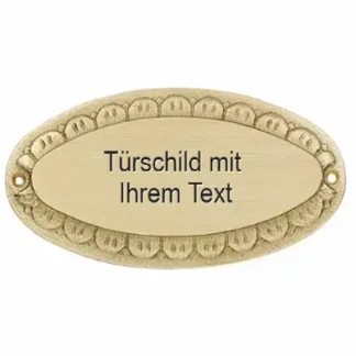 Ovales Türschild aus matt gebürstetem Messing mit dekorativem Rand Modell Dubai III