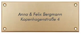 Breites großes Messingschild matt gebürstet Modell Copenhagen II für Haustüren