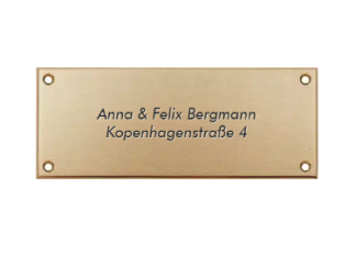 Breites großes Messingschild matt gebürstet Modell Copenhagen II für Haustüren