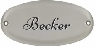 Ovales Messing-Namensschild, vernickelt, 120x60mm, Modell 'Oslo', mit graviertem Schriftzug