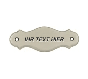 Geschwungenes Türschild aus vernickeltem Messing in matter Silber-Optik Modell Santa Barbara