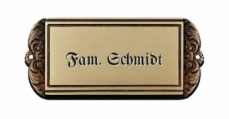 Türschild Messing gebürstet. Dekorativem Rand. 150 x 70 mm. inkl. Gravur. London