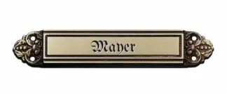Messingschild mit Gravur – gebürstetes Türschild mit dekorativem Rand, 180 x 35 mm. Manchester IIl