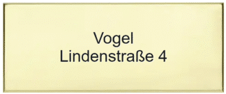 Rechteckiges Türschild aus glänzendem Messing mit abgeschrägten Kanten ohne Schraublöchern, Größe 170 x 70 mm.