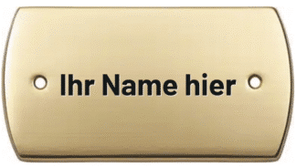 Rechteckiges Türschild aus poliertem Messing, Größe 130 x 70 mm, mit der Möglichkeit zur individuellen Namensgravur.