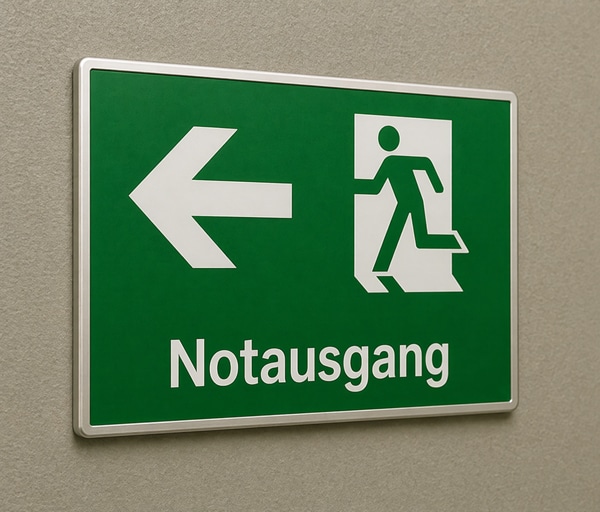 Notausgang Schild mit Richtungspfeil